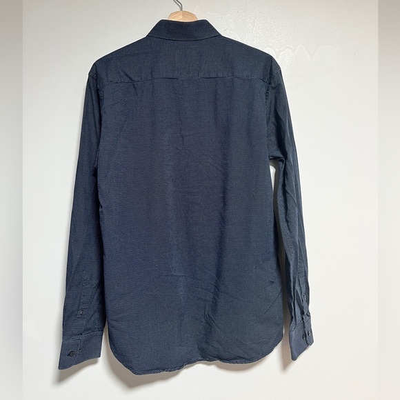 Park Avenue Slim Fit Dress Shirt - 16.5”/42cm, Navy Grid Pattern, 100% Cotton - Picture 5 of 11